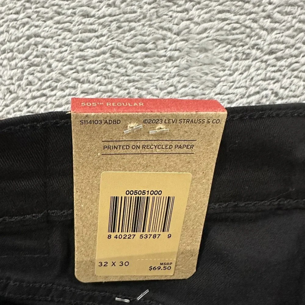 Levi's 505 Jeans Mens 32x30 Straight Mid Rise Premium Soft Twill Normcore Black